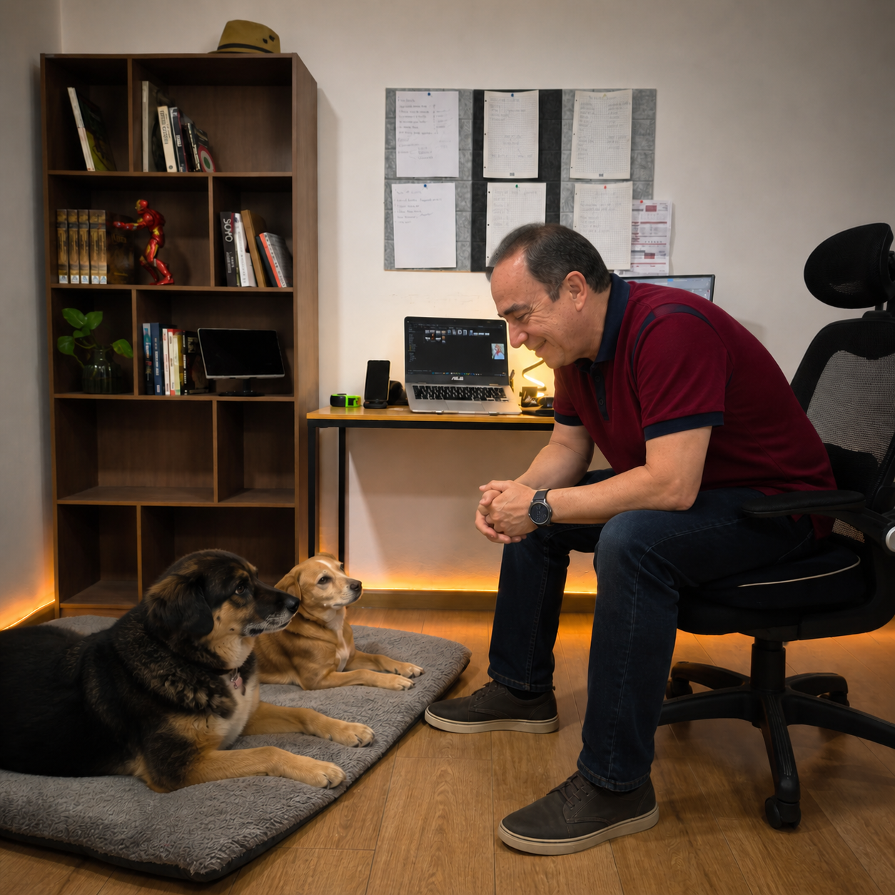 Luis, fundador de Historia que Contar Editores, en su espacio de trabajo.